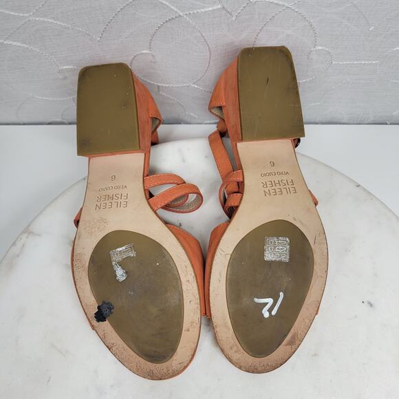 Eileen Fisher Kyra Sandals Womens 6 Nubuck Suede Square Block Heel Double Straps - Picture 15 of 16